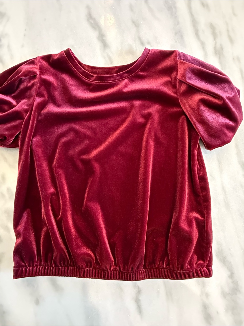 GAP Velvet Puff Sleeve Top - Burgundy